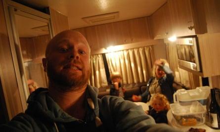 Dinner time inside the campervan